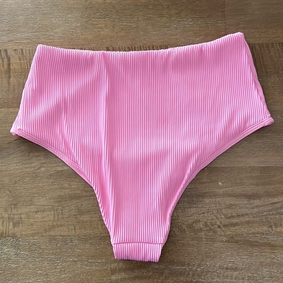 Charlie Holiday Ruby High-Waisted Bikini Bottoms Pink Ribbed NWOT - Picture 9 of 15